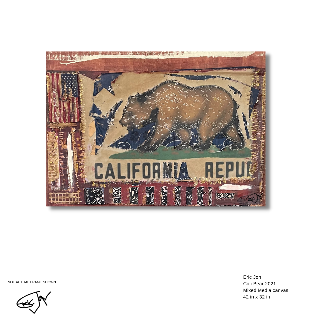 Cali Bear mixed media original 42 in x 32 in